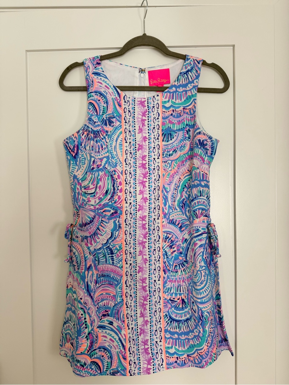 Lilly Pulitzer Pink Blue Purple Patterned Sleeveless Shift Dress
